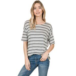 Basic Short Sleeve Striped Top